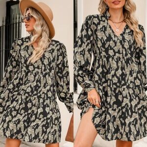 Cupshe Genette Abstract Print V-Neck Dress medium